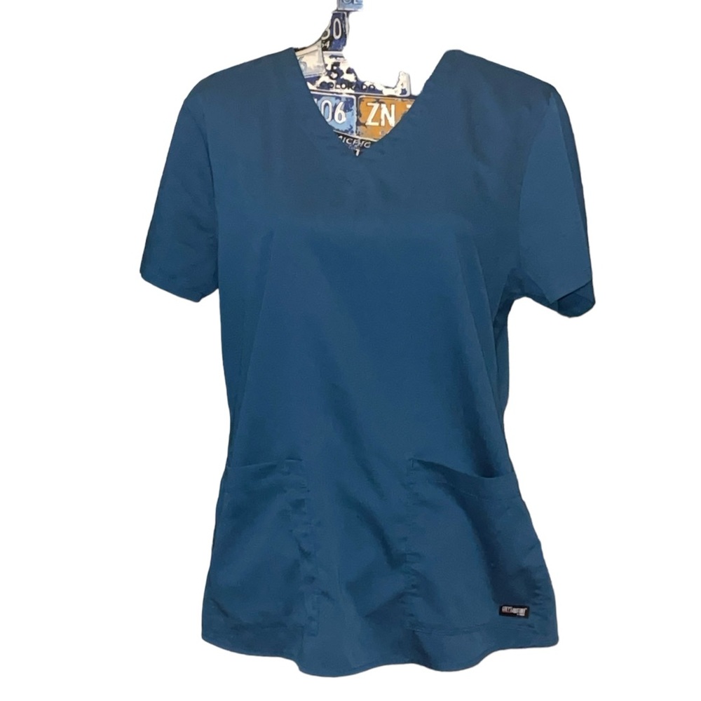 Grey's Anatomy teal 2-Pocket V-Neck Top Scrub Top